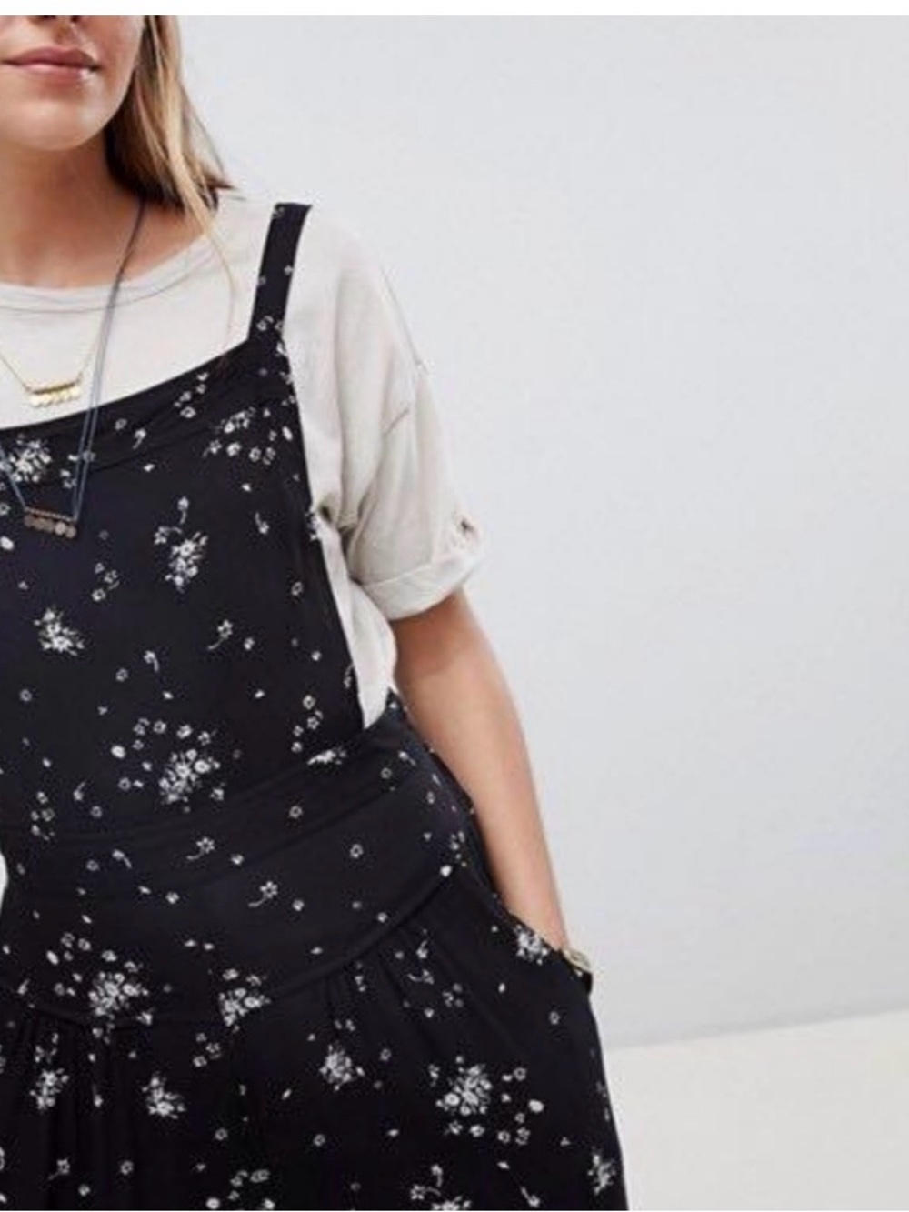 Free People sweet in the streets Black Floral Wide-Leg Bib Jumpsuit - Picture 4 of 9